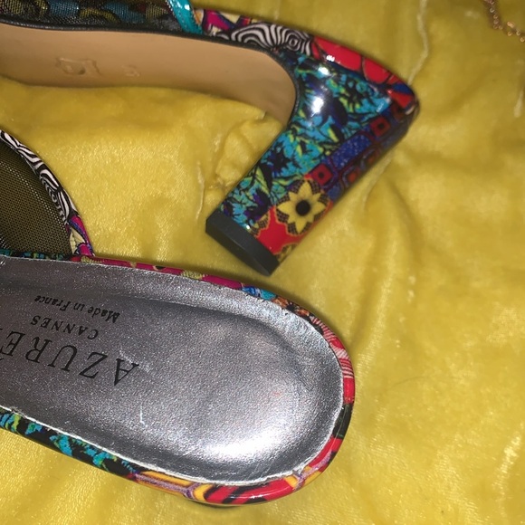 Azuree Cannes Size 5.5 Beaded Mesh Open Toe Chunk Heels - Picture 16 of 16